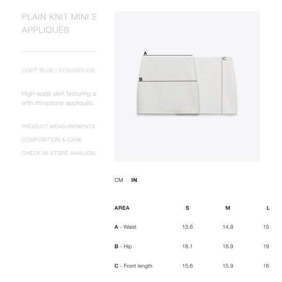 Zara | Knit Mini Skirt With Rhinestones In Light Blue - Picture 12 of 12